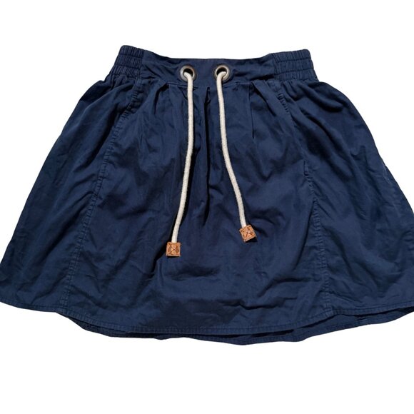 Zara Women's Basic Navy Blue A Line Mini Skirt Drawstring - Picture 1 of 3